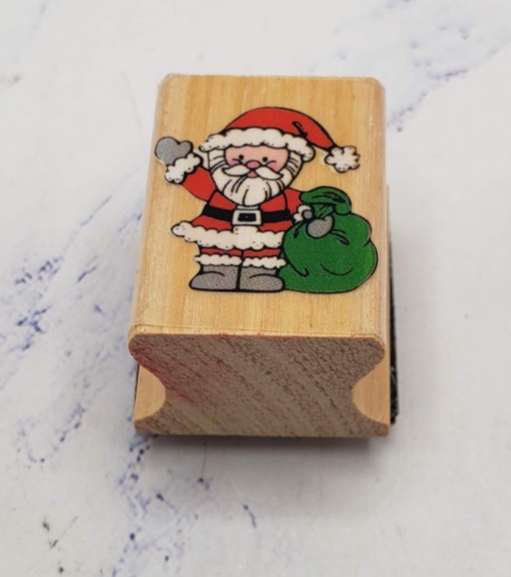 Santa Claus With Toys Noteworthy Christmas Holiday Wood Mounted Rubber Stamp